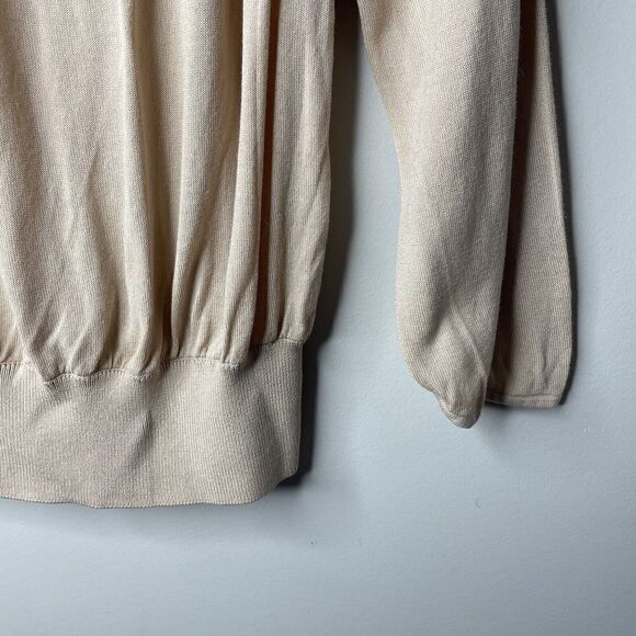 DIANE VON FURSTENBERG Womens Tan Lightweight Cardigan EUC Relaxed Cotton-Blend - Picture 7 of 9